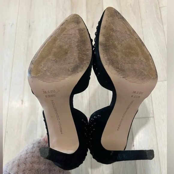 French Connection Pointed Pumps Black Studded Suede Women’s Heels 36.5 - Picture 6 of 6
